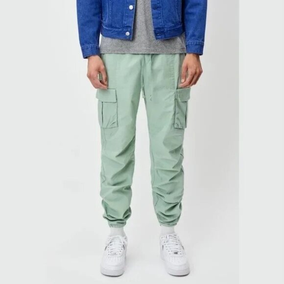 John Elliott Mens 1 Small Back Sateen Cargo Pants Elastic Waist Drawstring Ankle - Picture 1 of 15